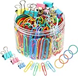 270 Pcs Paper Clips, Binder Clips and Rubber Bands, Office Supply Set, Paper Clips and Paper Clamps, School Supplies Office Supplies Teacher Supplies for Office Desk Essentials (Assorted Sizes)