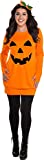 Jack-O-Lantern Pumpkin Tunic Dress and Accessory Set | Standard Size For Adult | Black and Orange- 1 Set