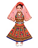 Ahhaaaa Girls Cotton Costume Radha Dress Leghnga Choli Chania Choli with Dupatta Set 002 (4-5 Years, Orange)