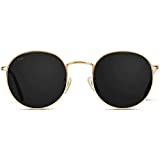 WearMe Pro - Reflective Lens Round Trendy Sunglasses ( Gold Frame / Black Lens, 51)