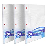 Emraw College Ruled Filler Paper Perfect for School, College or Professional Use 10.5" x 8" Inch, 100 Sheet (100 Sheets Per Pack - Pack of 48)