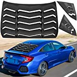 Bonbo Rear+Side Window Louver Fits for Honda Civic Sedan 4 Door 2016-2020 in GT Lambo Style Custom Fit Windshield Sun Shade Cover 10th Gen Civic Racing Style ABS (Matte Black)
