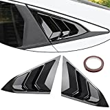 HTRACING for 10th Gen Civic Sedan Rear Side Window Louvers Air Vent Scoop Shades Cover Blinds Racing Style Compatible with Civic Sedan 2021 2020 2019 2018 2017 2016 (Bright Black)