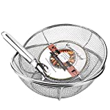 Grill Basket, Grill Accessories Set Heavy Duty Barbecue Grilling Basket Vegetables Stainless Steel Veggies Grill Topper Cookware with Handles Charcoal Gas Outdoor Grill Cooking