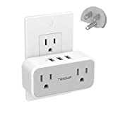 Multi Plug Outlet Extender with USB, TESSAN Double Electrical Outlet Splitter with 3 USB Wall Charger, Mini Multiple Expander for Cruise Ship, Travel, Home, Dorm Room Essentials