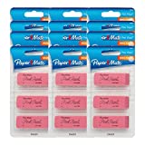 Paper Mate Pink Pearl Erasers, Large, 12 Packs of 3 (36 Erasers)