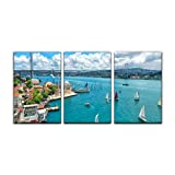 Modern Canvas Painting istanbul bosphorus bridge turkey ocean bridge stock pictures royalty Wall Art Artwork Decor Printed Oil Painting Landscape Home Office Bedroom Framed Decor (16"x24"x3pcs)