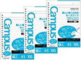 3 X Kokuyo Campus Loose Leaf Filler Paper, Pre-Dotted Smooth Paper, A5 20 Holes, 100 Sheets-200 Pages X 3-Pack (A5-6mm)