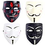 TKYGU 4 Pack hackers mask V for Vendetta Guy Mask for Kids Halloween Mask Costume Cosplay Masquerade Prop Party Chirstmas Scary Masks with 4 colors Boys Girls' Accessories