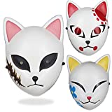 Demon Killer Mask-Christmas Props Decoration Party Costume Horror Mask, Japanese Anime Cosplay Costume Ghost Blade Mask Carnival Masquerade Fox Mask (Not shining)