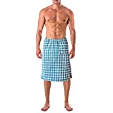 Langwyqu Men's Bathrobes Casual mens Skirt Lounge Home Cotton Breathable Plaid skirt for men Blue