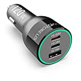 120W USB C Car Charger Adapter, WOTOBEUS PD 100W/PPS45W+30W PPS25W+18W Super Fast Charging Type-C LED Cigarette Lighter for iPhone 14 13 Pro Plus Samsung Galaxy S23/22/21 iPad MacBook Laptop Pixel