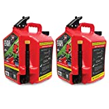SureCan 5gal Self Venting Gasoline Fuel Can Container w/180 Degree Rotating Nozzle, Thumb Trigger Flow Control, & Child Safe Fill Cap, Red (2 Pack)