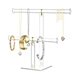 Acrylic Jewelry Display,Clear Acrylic Round Bracelet Display Holder Organizer Jewelry Holde Organizer Tree Stand , 2 Tier Jewelry Display Necklace Holder Stand (2-Bar)