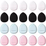 RONRONS 20 Pieces Finger Size Powder Puff Triangle Shape Mini Makeup Sponges Puffs with Strap Soft Cosmetic Pressed Powder Pads for Contouring Foundation Concealer, Under Eyes and Corners (4 Colors)
