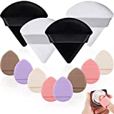 12 Pieces Mini Powder Puff Face Triangle Soft Makeup Powder Puff Finger Makeup Puff Water Drop Makeup Sponge Makeup Powder Pad Makeup Tool for Loose Powder Foundation Cosmetic Concealer (Black, White)