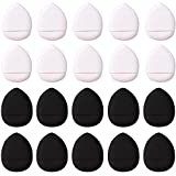 RONRONS 24 Pieces Finger-sized Powder Puff Face Triangle Makeup Puff with Strap Mini Water Drop Shaped Soft Wet Dry Cosmetic Cushion Pads for Contouring Foundation Concealer, Under Eyes and Corners
