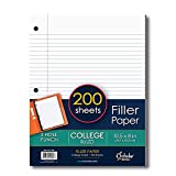 iScholar College Ruled Filler Paper, White, 10.5 x 8-Inches, White, 200 Sheets per Pack (81201)