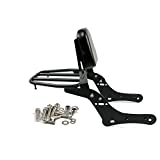 Worldmotop Motorcycle Sissy Bar Backrest Rear Passenger Seat for Kawasaki Vulcan S 650 VN650 2015 2016 2017 2018 2019 2020, Detachable Backrest (with luggage rack)