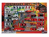 Mozlly Diecast Police and Rescue Emergency Crew Theme Assorted Vehicles Accessories with Play Mat for Boys Kids Children Pre-Kindergarten Toys Games 46 Piece Play Set Ideal Gift Vehicle Playsets