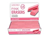 Pink Erasers, Erasers for Kids, Rubber Eraser, 120 Count, Erasers Bulk for School Supplies, Art, and Office Use