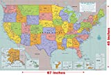 Extra-large USA Laminated Wall Map - 45'' high x 67'' wide