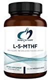Designs for Health L-5-MTHF Folate, 5mg (8500mcg DFE) - Quatrefolic Active Vitamin B9 Methylfolate Supplement, 5000mcg - Non-GMO, Gluten Free (60 Capsules)
