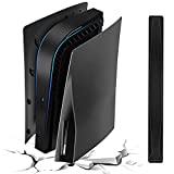 for PS5 Plates with PS5 Middle Skin, Shockproof PS5 Faceplate PS5 Cover Plates, Hard ABS Anti-Scratch PS5 Replacement Shell Plates with PS5 Middle Skin Strip for PS5 Console Disc Edition - Black