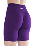 AUROLAus Workout Biker Shorts for Women Seamless Scrunch Gym Yoga Active Bike Shorts (M, Petunia)