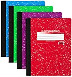 Emraw Neon Color Cover Composition Book with 100 Sheets of wide ruled white paper (3 Random Pack) Neon Purple, Neon Blue, Neon Green, Neon Pink