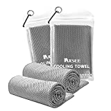 IAXSEE 2 Pack Cooling Towel Workout Towels for Gym Sweat Towel for Athletes Cooling Rags Cool Towel Towels for Neck and Face Travel Camping Sports Towel 40"x12" (Gray, 2)