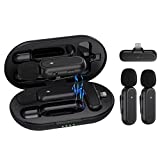 Hiievpu Wireless Microphone for iPhone & iPad, Professional and Portable Wireless Lavalier Lapel Microphone with Charging Case, Low Latency and Long Battery Life, Suitable for Vlog, TikTok (Two Mic)