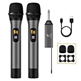 Wireless Microphone, TONOR UHF Dual Cordless Metal Dynamic Mic System with Rechargeable Receiver, for Karaoke Singing, Wedding, DJ, Party, Speech, Church, Class Use, 200ft (TW-630)