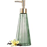 EMPO Vintage Elegant Glass Soap Dispenser, Liquid Soap / Sanitizer / Shampoo Bottle with Pump, Rustic Farmhouse Decor Crystal Hand Soap Dispenser for Kitchen Sink, Bathroom Accessories (Green)