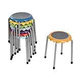 ECR4Kids Daisy Stackable Stool Set, Colorful Metal Stools for Classrooms, Homeschool Learning and Offices, Collaborative Flexible Seating, 17in Seat Height, 8-Piece - Assorted