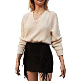 katiewens Women's Classic High Waist Lace Up Bodycon Faux Suede A Line Mini Pencil Skirt