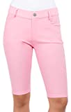 ICONOFLASH Women's Light Pink Bermuda Shorts 3XL - Pull On Knee Length Jeggings Pockets Jean Leggings 3X-Large