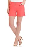 Rekucci Women's Ease into Comfort Stretchable Pull-On 5 inch Slimming Tab Short (14, Coral)