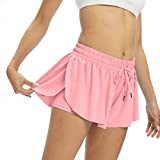 myflowygirl Flowy Shorts for Women Dressy Summer Gym Yoga Athletic Workout Running Hiking Clothes Spandex Cute Comfy Lounge Sweat Skirt Beach (XXL, Light Pink)