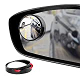 Ampper 2" Round Blind Spot Mirror, 360 Degree Adjustabe HD Glass and ABS Housing Convex Round Stick-On Mirror for Car (Black, Pack of 2)