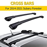 AUXMART Roof Rack Cross Bars Fit for Subaru Forester 2014 2015 2016 2017 2018 2019 2020 2021, Black Rooftop Luggage Rack Rail Replacement, Aluminum Cargo Carrier Bars (with Factory Side Rails)