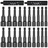 TLEEP 20 x 65MM Magnetic Power Nut Driver Set for Impact Drill, 1/4" Hex Head Drill Bit Set SAE & Metric Screwdriver Socket Set, Chrome Vanadium Steel Quick Change Chuck Socket Wrench Nut Setters