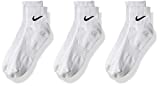 Nike Everyday Cushion Ankle Training Socks (3 Pair), Men's & Women's Ankle Socks with Sweat-Wicking Technology, White/Black, Medium