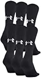 Under Armour Adult Cotton Crew Socks, Multipairs , Black 2 (6 Pairs) , Large