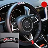 Gooogo Black Carbon Fiber Luxury Leather Silverado Z71 Car Steering Wheel Cover Auto Anti-slip Protector 15'' For Chevy Silverado (Z71)