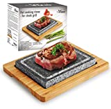 Artestia Cooking Stones for Steak,Double Cooking Stones in One Sizzling Hot Stone Set, Steak Stone Cooking Set Barbecue / BBQ / Hibachi / Steak Grill (One Deluxe Set with Two Stones)