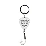 Kooer You are The Greatest Catch of My Life Fishing Hook Lure Keychain Fishing Lure Hook Key Chain Fishhook Keyring Christmas Gift for Father Dad Grandpa Boyfriend (Styel 10)