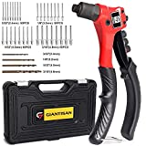 Rivet Gun, GIANTISAN Pop Rivet Tool Kit with 200 Rivets and 4 Drill Bits, Manual Hand Riveter Kit with Rugged Carrying Case