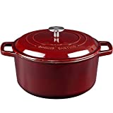 Enameled Cast Iron Dutch Oven with Lid, Enamel Dutch Oven Pot with Handles, Enamel Cast Iron Dutch Oven Cookware Set Casserole Braiser for Soup, Meat, Bread, Baking (7.5 quart, Wine Red)