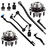 Detroit Axle - 4WD Front Wheel Hub & Bearing Ball Joint Sway Bar Tie Rod Replacement for 1999-2004 Ford F-250 F-350 Super Duty SRW Coarse Thread w/ABS Only - 12pc Set